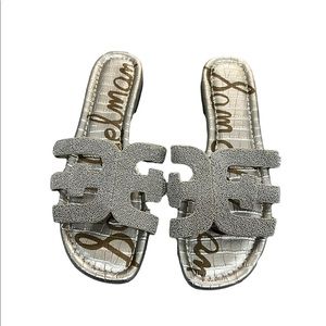 Sam Edelman Bay Cutout Silver Logo Sandals Size 7.5